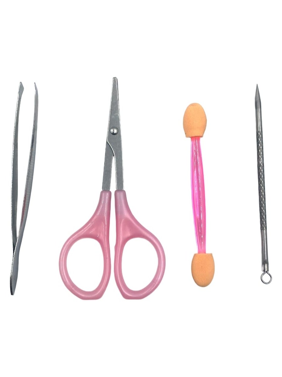 Cuidados Pessoais Pinca Tesoura Extrator Rosa Kit 4