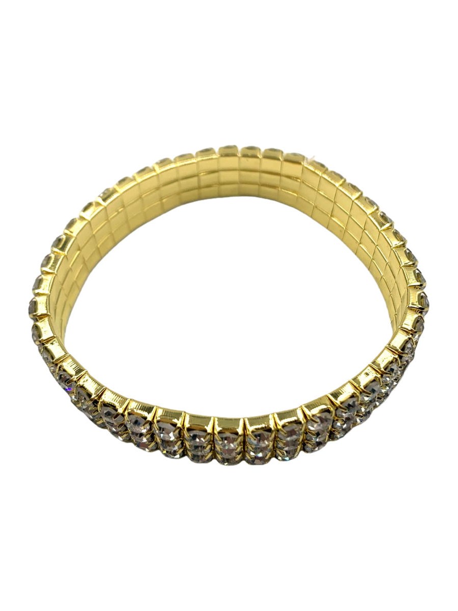 Pulseira Strass Tres Fileiras Elastica Brilhante Kit 12 Unid