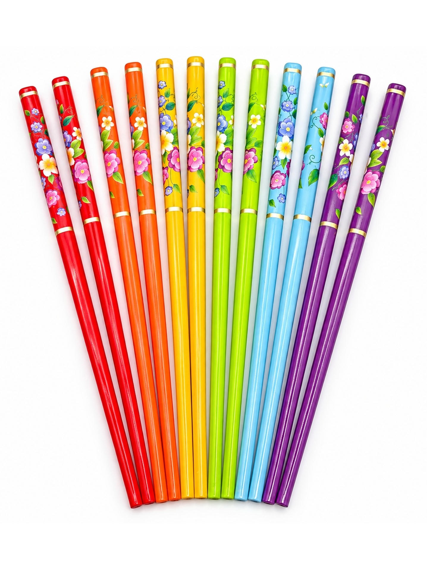 Kit 12 Palito de Cabelo Oriental Floral para Coque