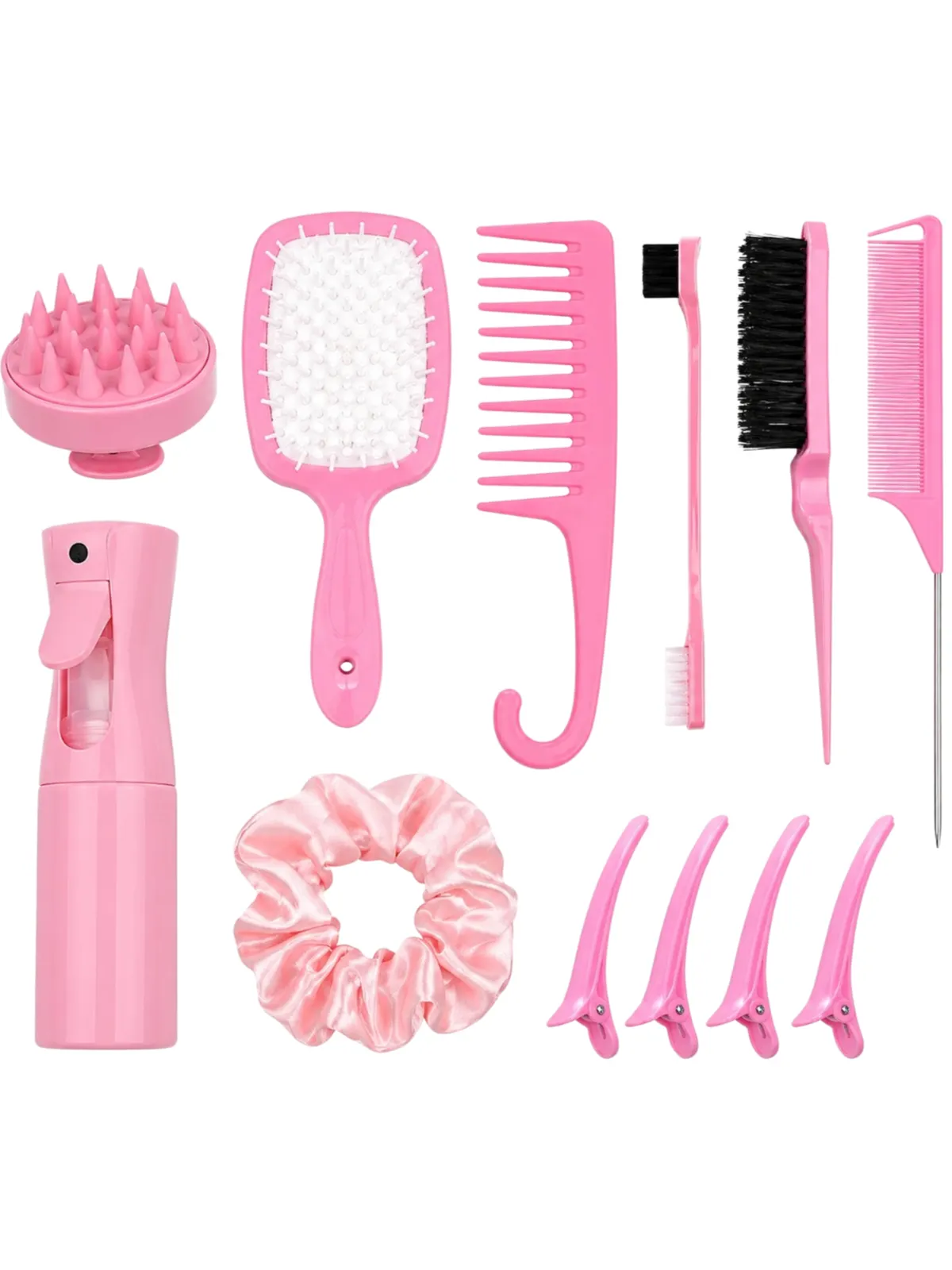 Kit 12 Acessórios Cabelo Escova Borrifador Pente Presilha