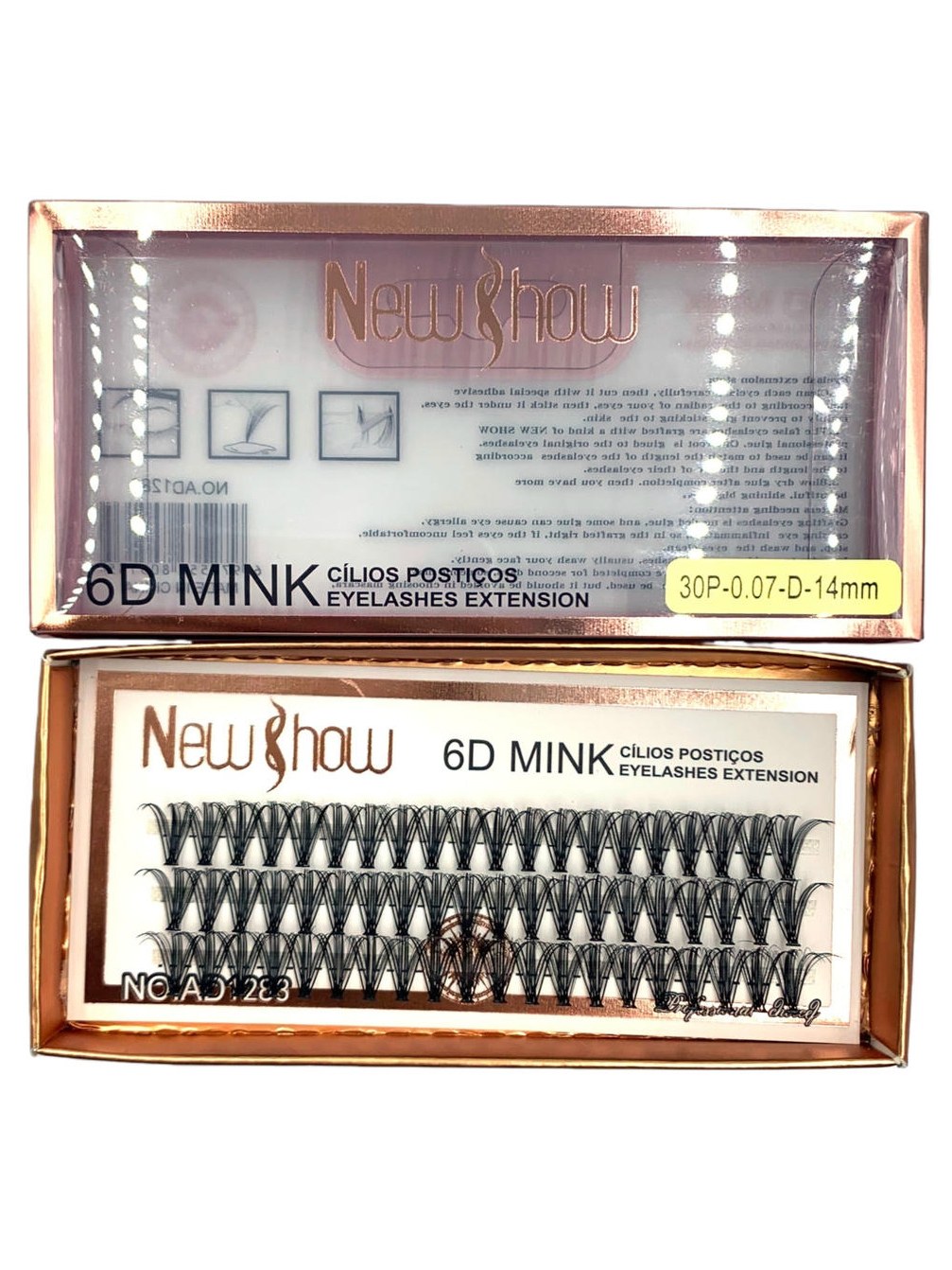 Kit Cílios Postiços em Tufos 3D Mink Alongamento 14mm