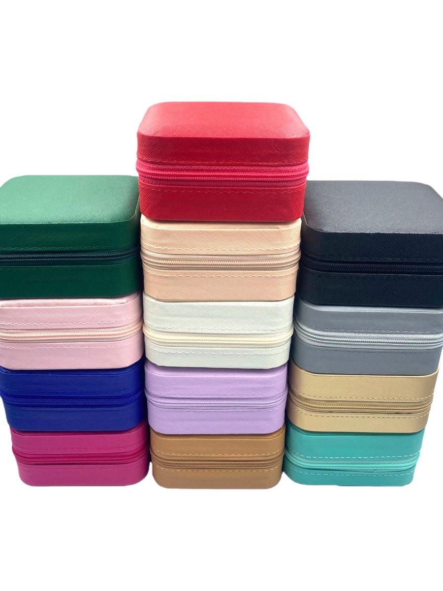 Porta Joias Organizador Viagem Couro Pu Ziper Portatil