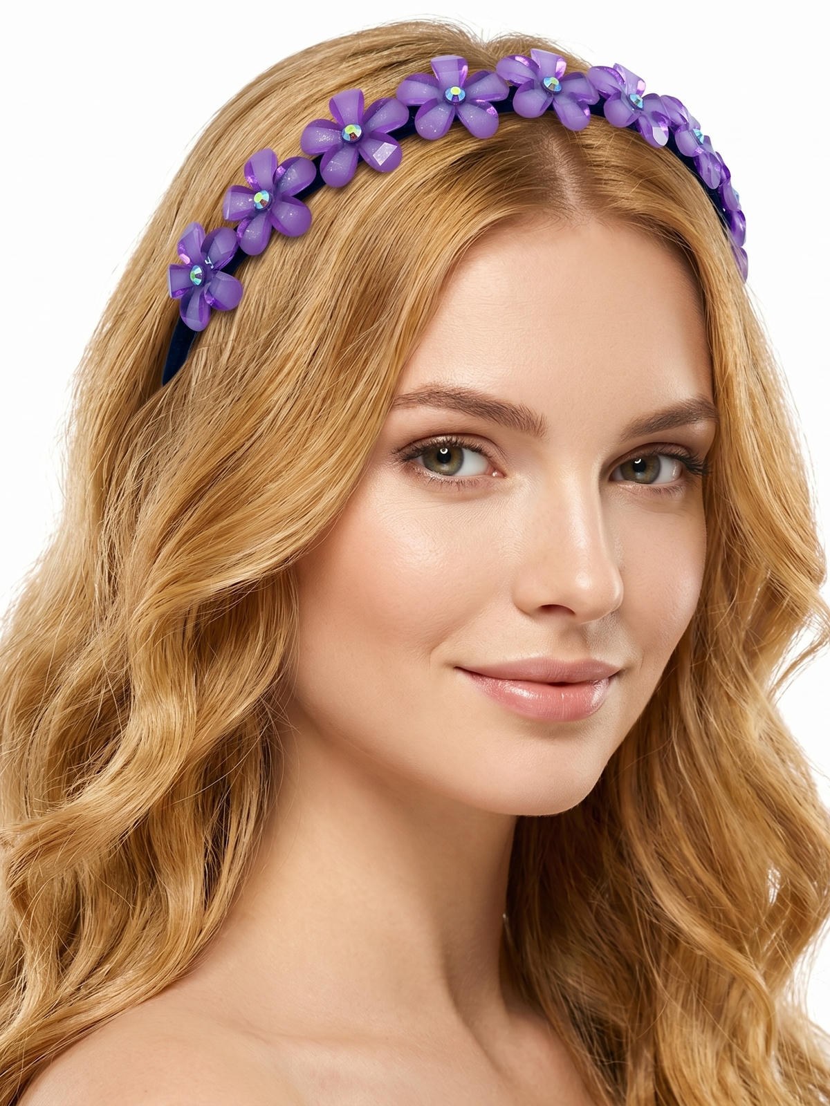Tiara Cabelo Arco Fino Flor Acrilico Strass Menina 12 Peças