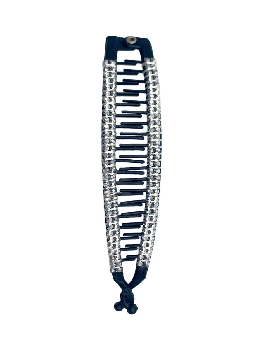 Prendedor De Cabelo Banana Strass Brilho Penteado Kit 6