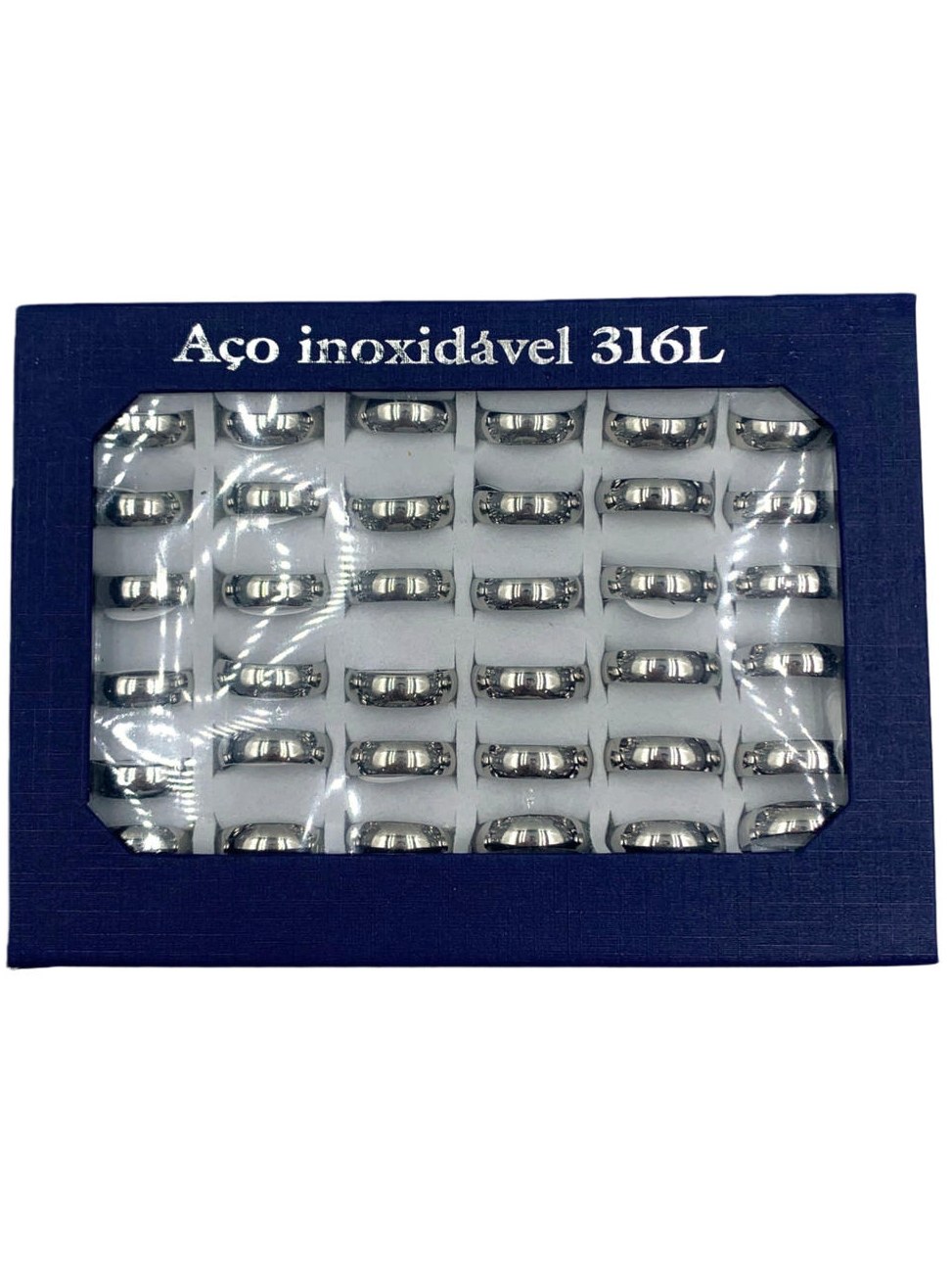Anel Aliança Aço Inox 316L Prata(M)Abaulado Compromisso 36Un