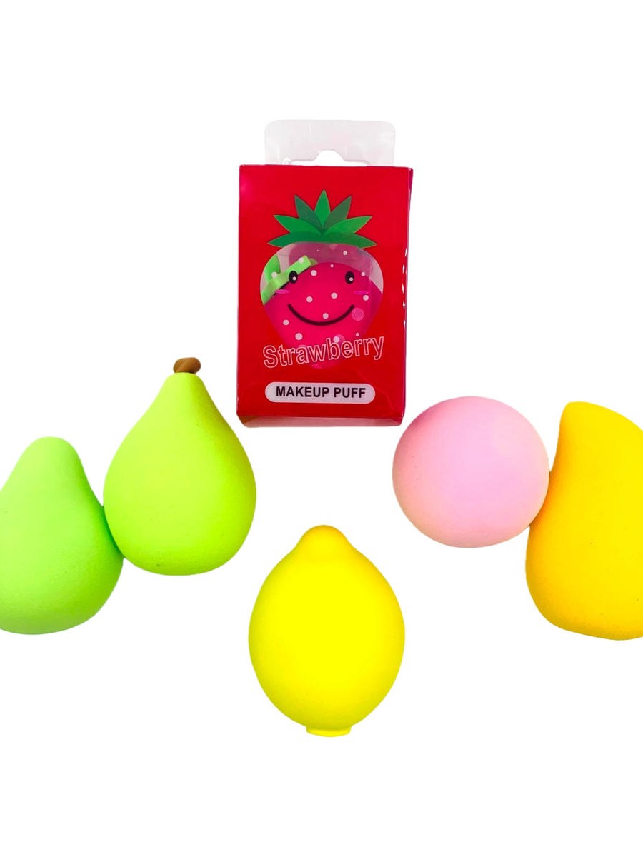 Esponja de Maquiagem Formato Frutas Sortidas Kit 12
