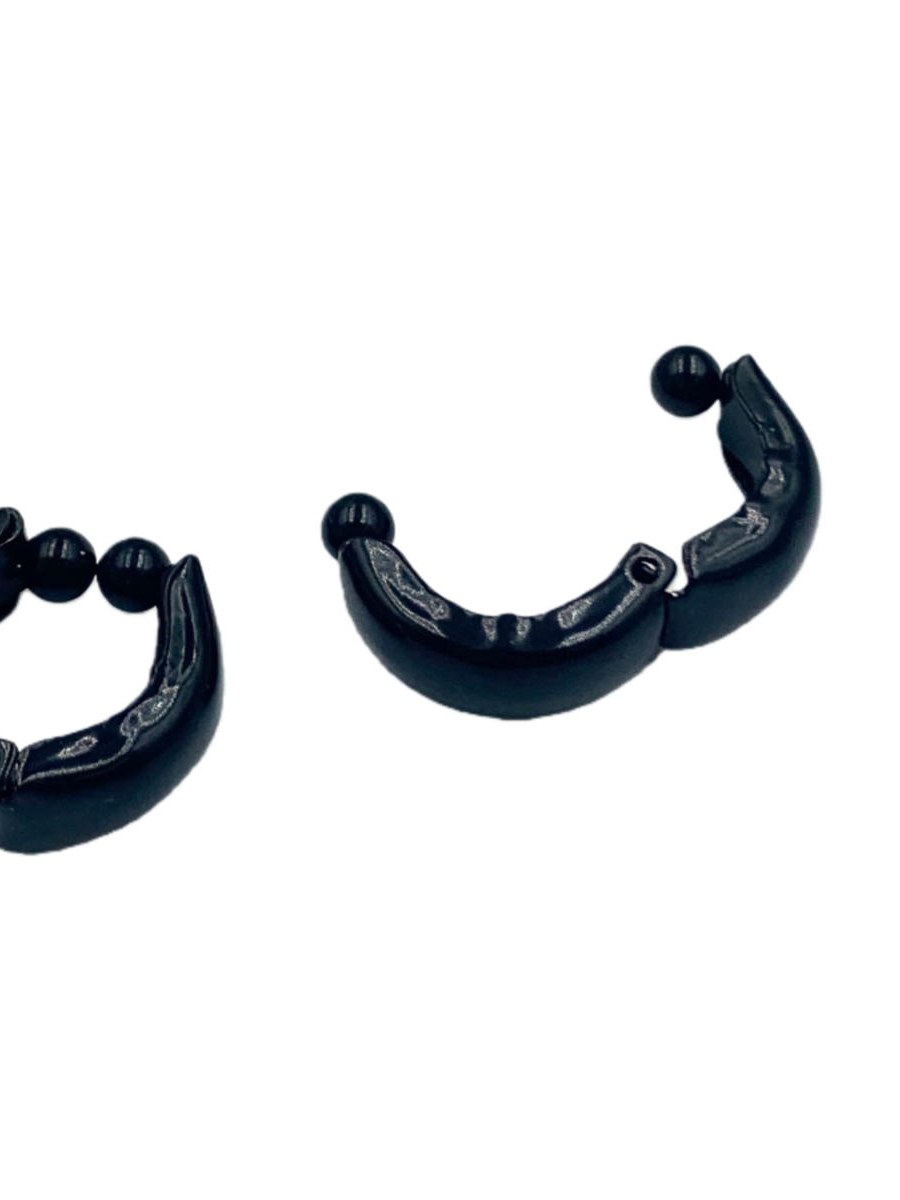 Brinco de Pressão Aço Inox Falso Piercing Preto Kit 12