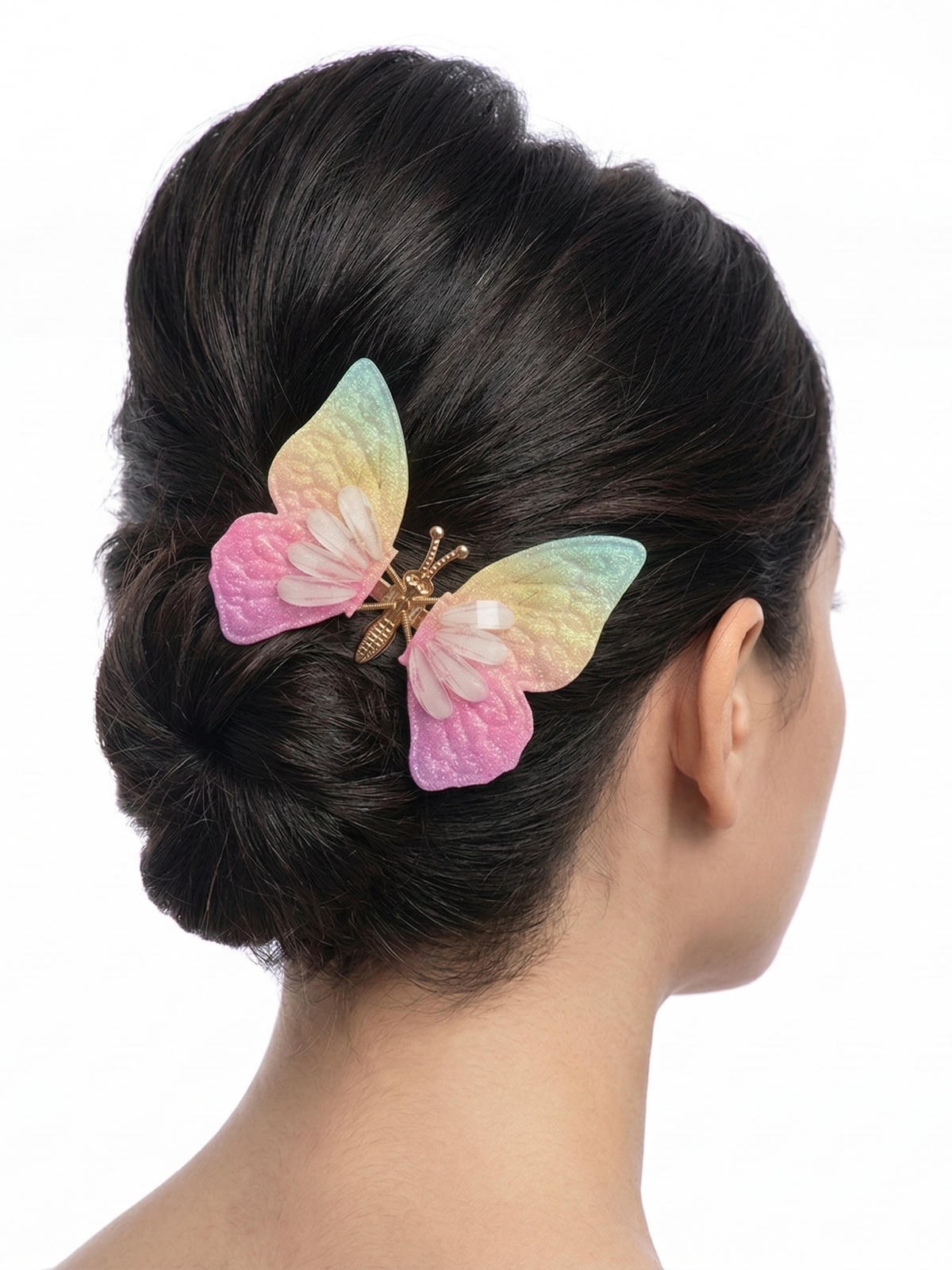 Bico de Pato Presilha Cabelo Borboleta Tecido Flor 12 Peças