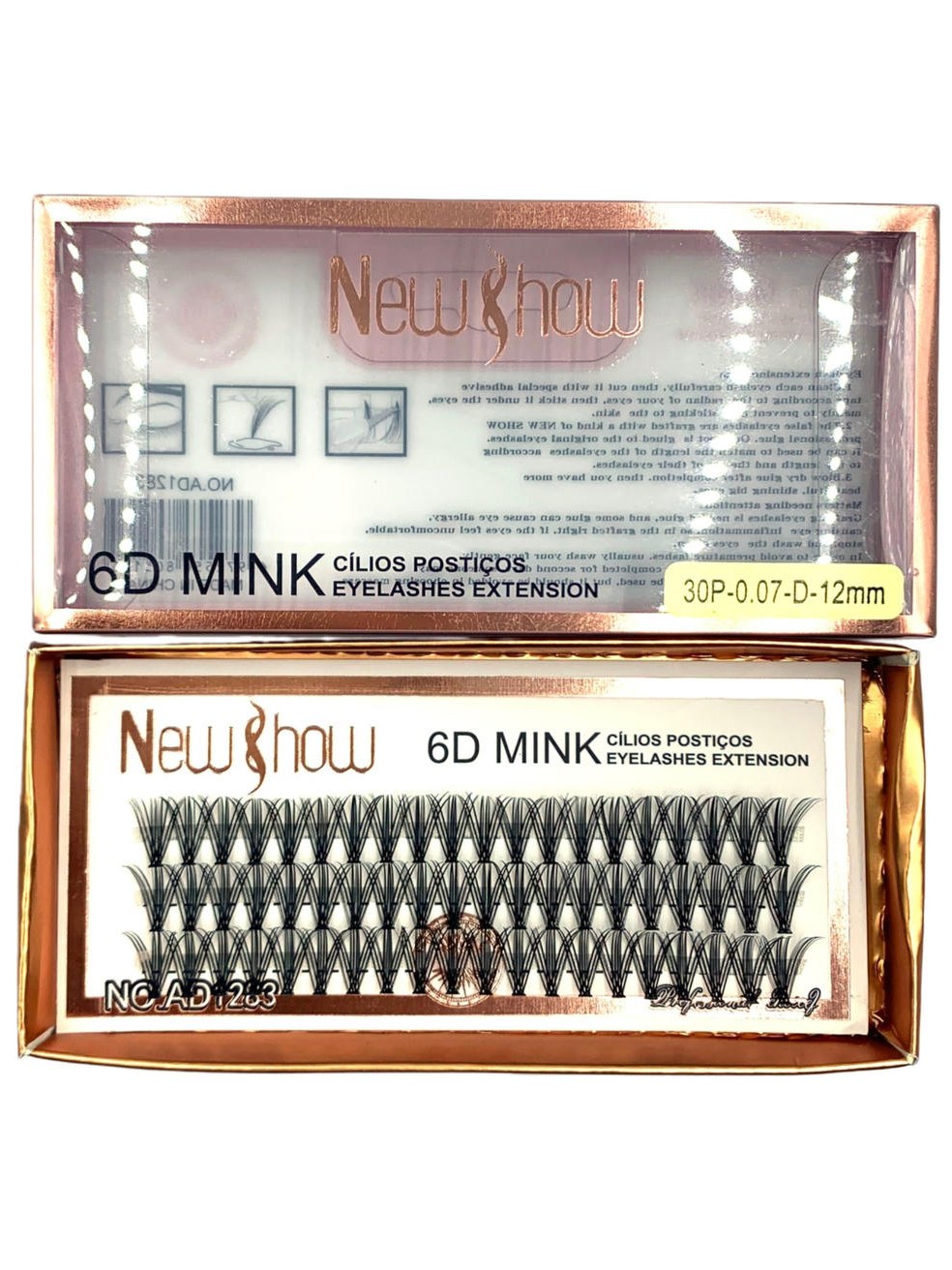 Kit Cílios Postiços em Tufos 3D Mink Alongamento 12mm