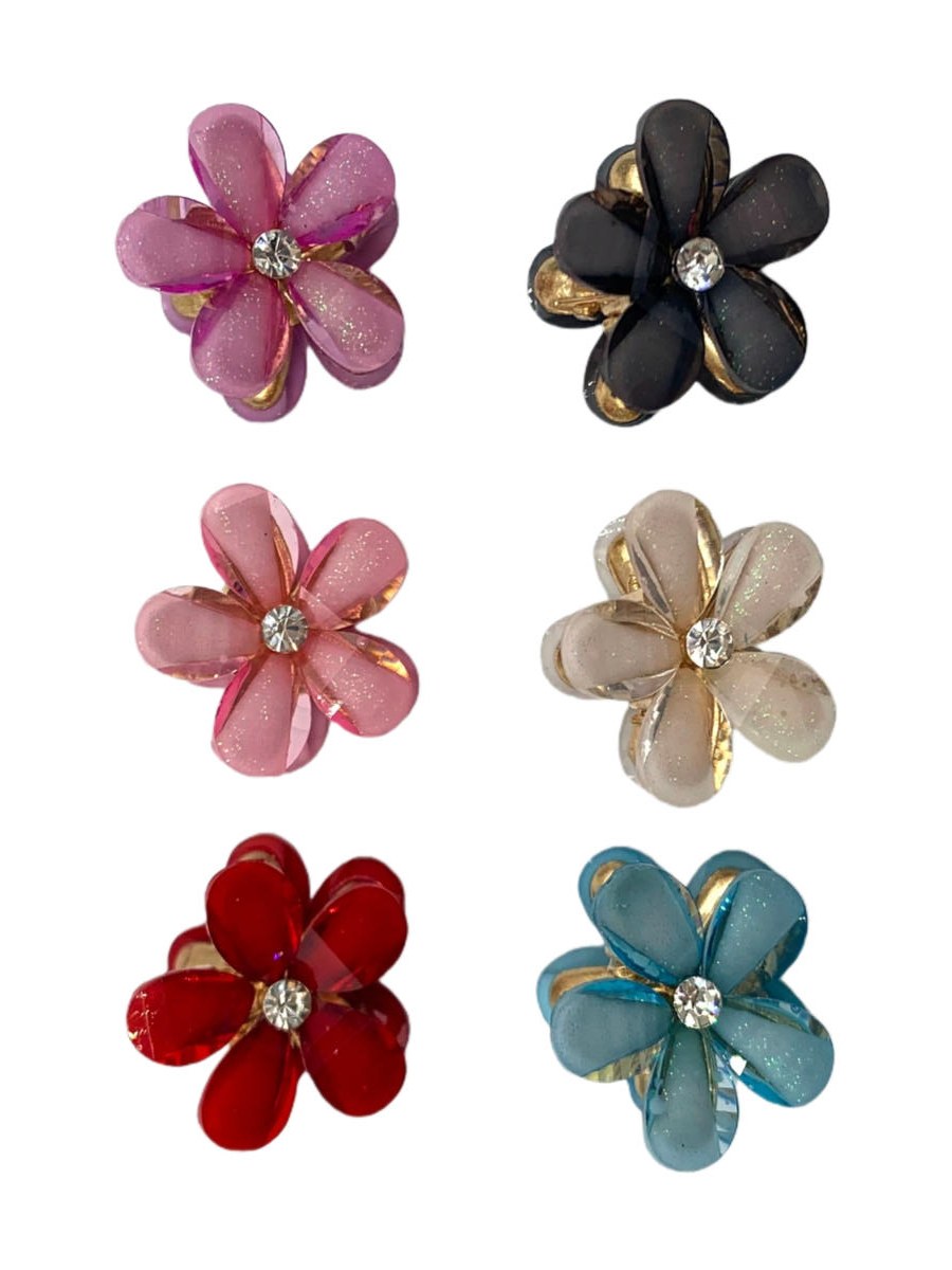 Piranha Cabelo Flor Cristal Strass Presilha Delicada Kit 12