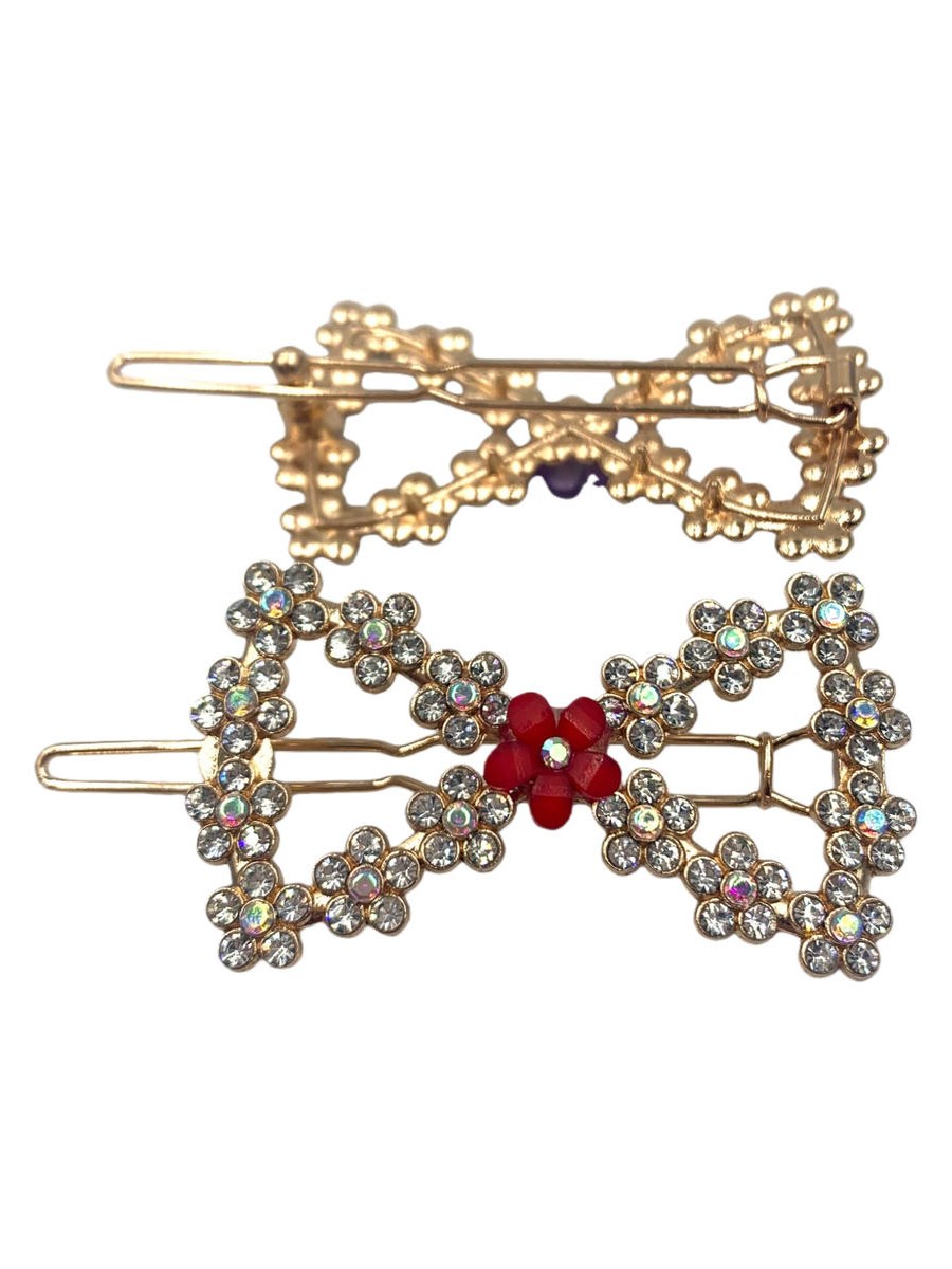 Grampo Presilha Cabelo Laço Flor Strass Brilho Kit 12