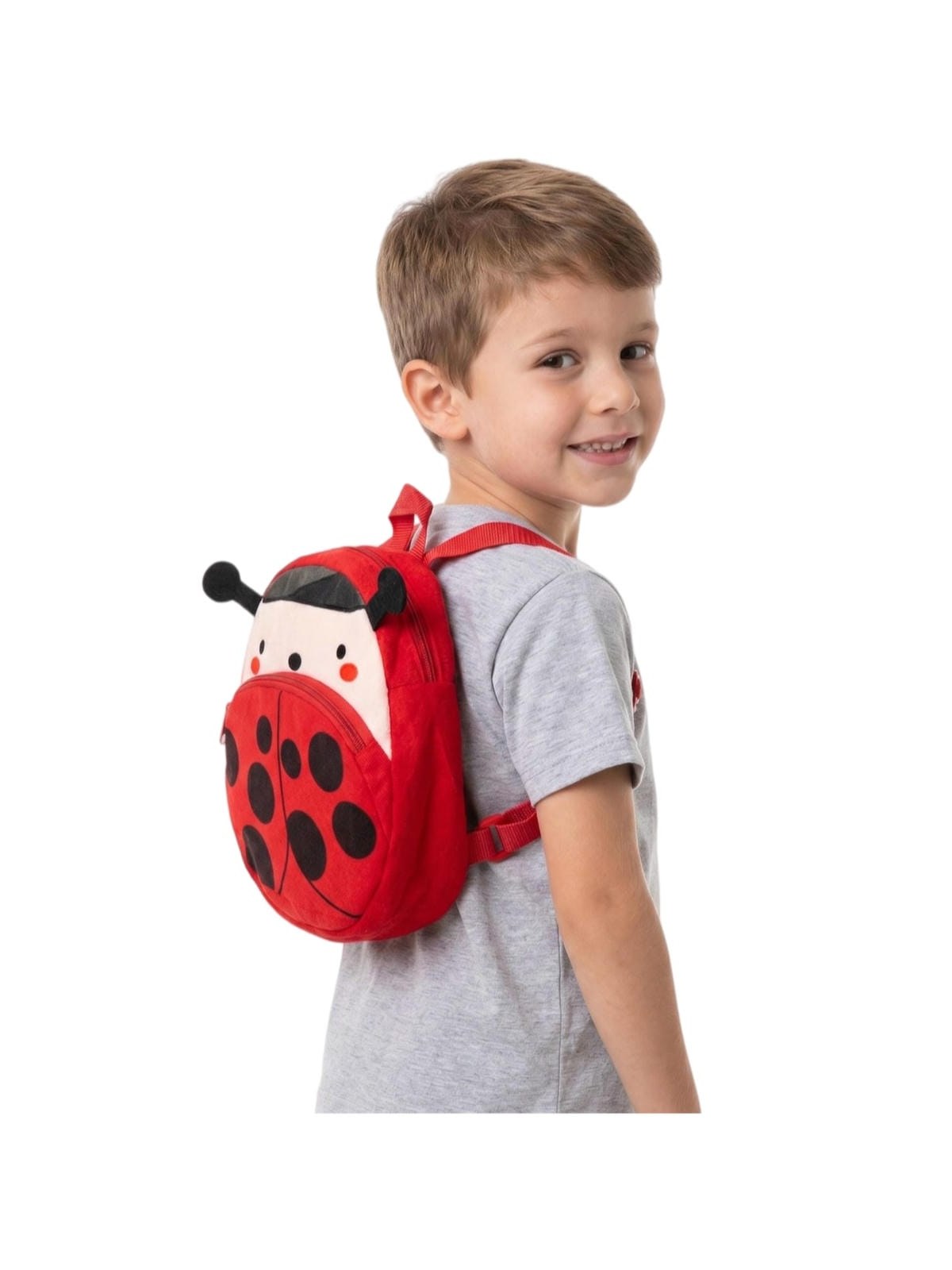 Mochila Infantil Pelucia Animais Bichinho 2 Bolsos Ziper