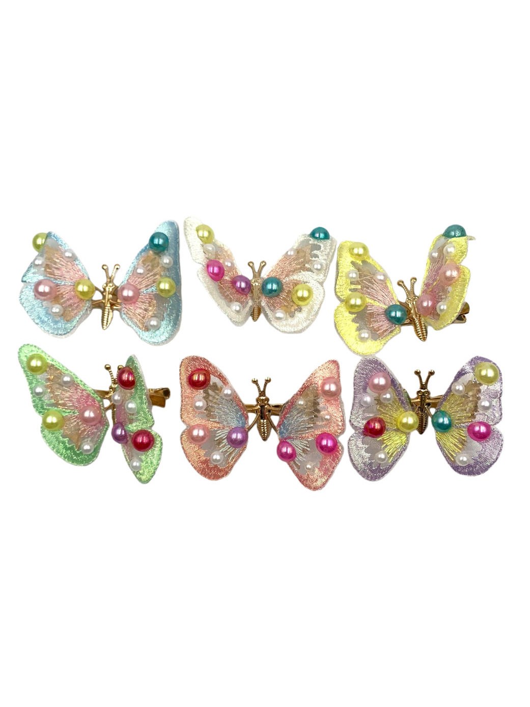 Presilha Cabelo Bico de Pato Borboleta Tecido Flor Kit 12