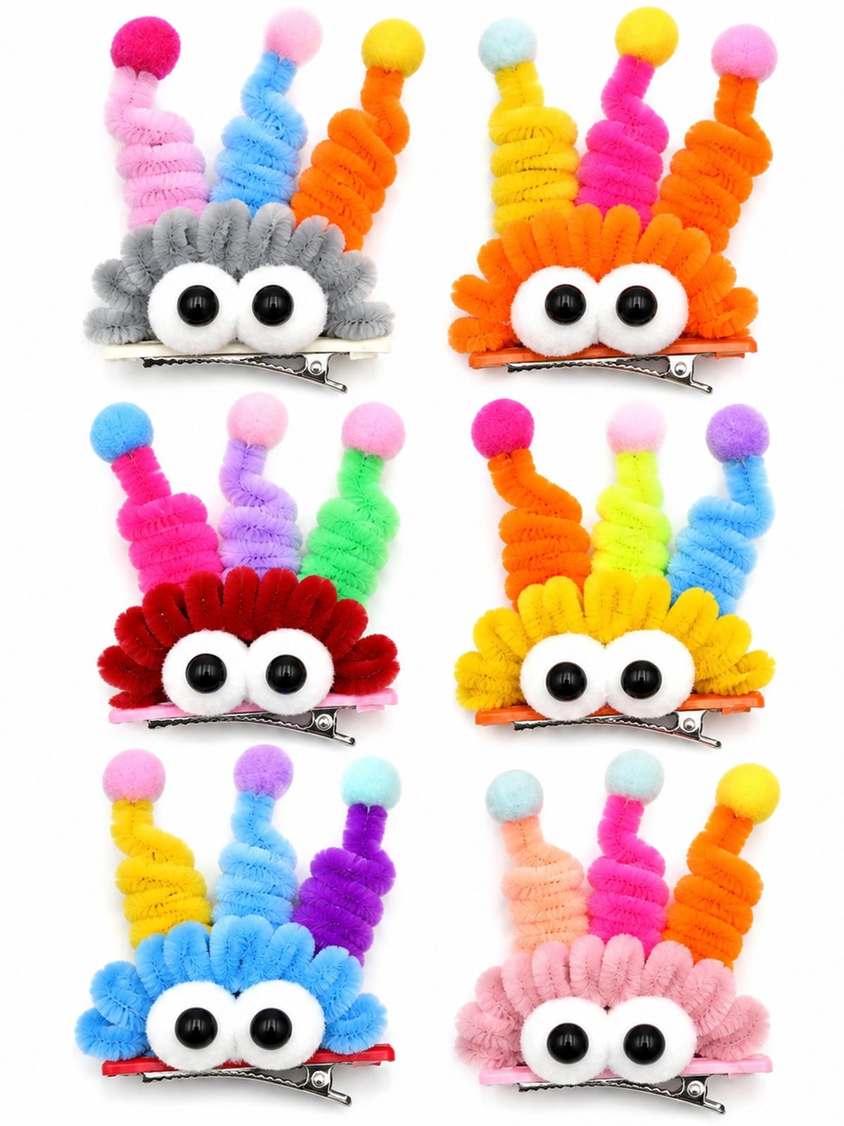 Kit12 Presilha Bico de Pato Cabelo Maluco Infantil Divertida