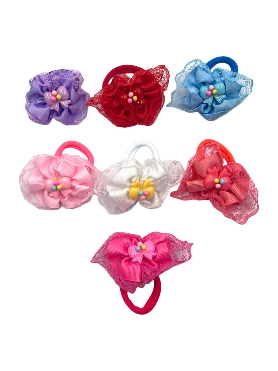 Kit 20 Cabelo Infantil Flor De Renda E Tule Colorido