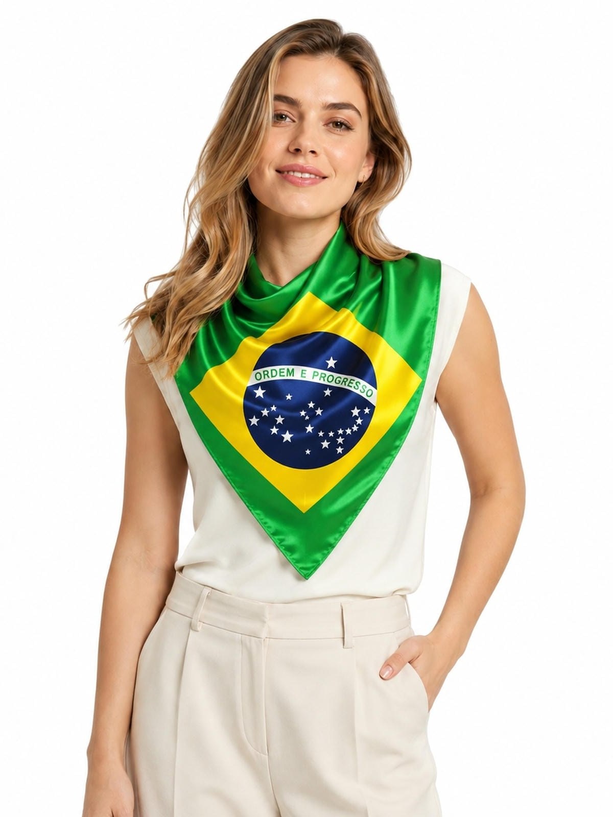 Lenço Quadrado 90x90cm Bandeira Do Brasil Torcida Kit 12 PC