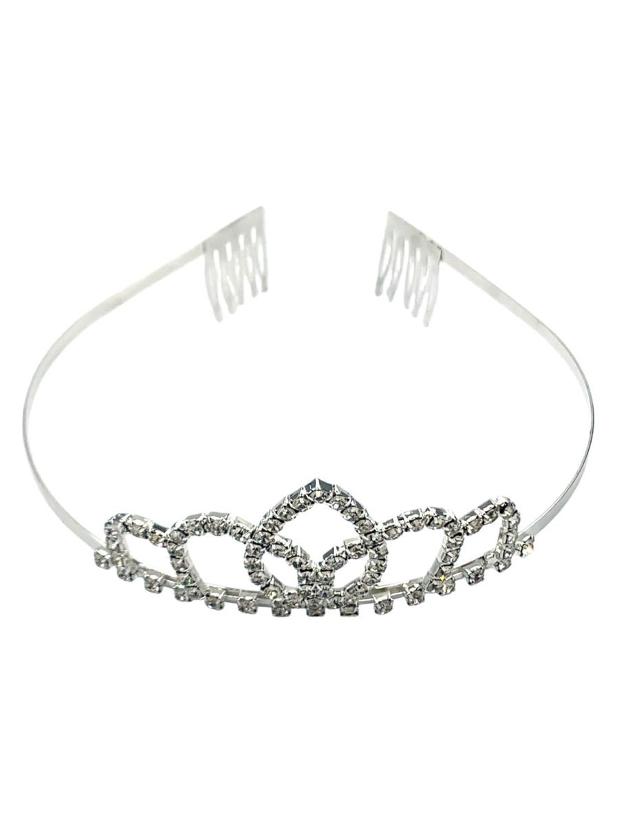Kit 12 Tiara Coroa Cabelo Strass Princesa Menina com Pente