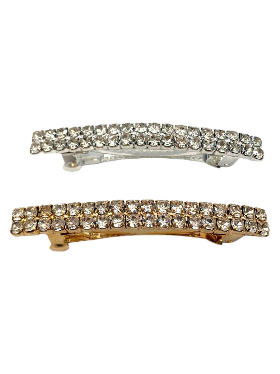 Presilha Cabelo Automatica Duas Fileiras Strass Kit 12