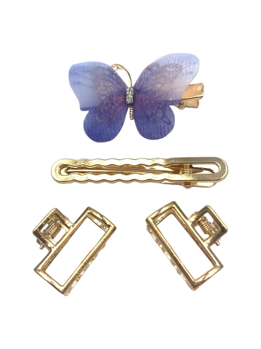 Presilha Piranha Cabelo Borboleta Metal Feminino Kit 48