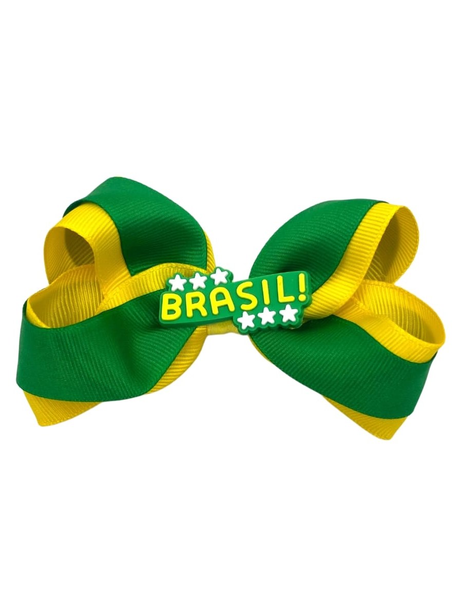 Presilha Laço Cabelo Bico Pato Brasil Copa Torcida 12 Un