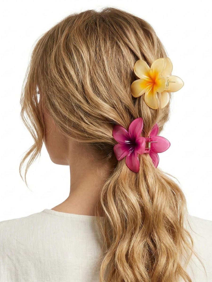 Piranha de Cabelo Flor Havaiana Prendedor Tropical Kit 12