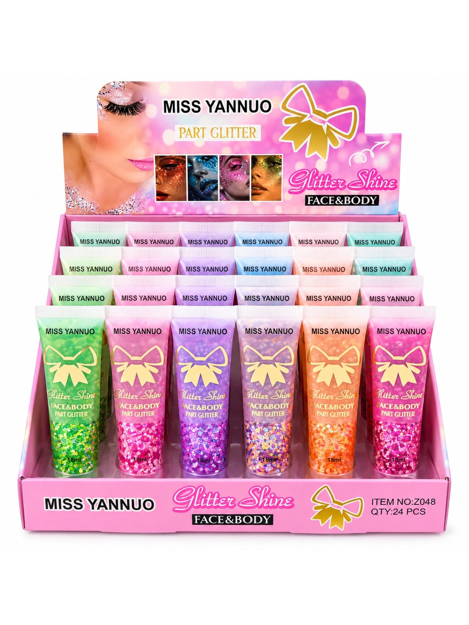 Kit 24 Glitter em Gel para Corpo e Rosto Maquiagem Festa