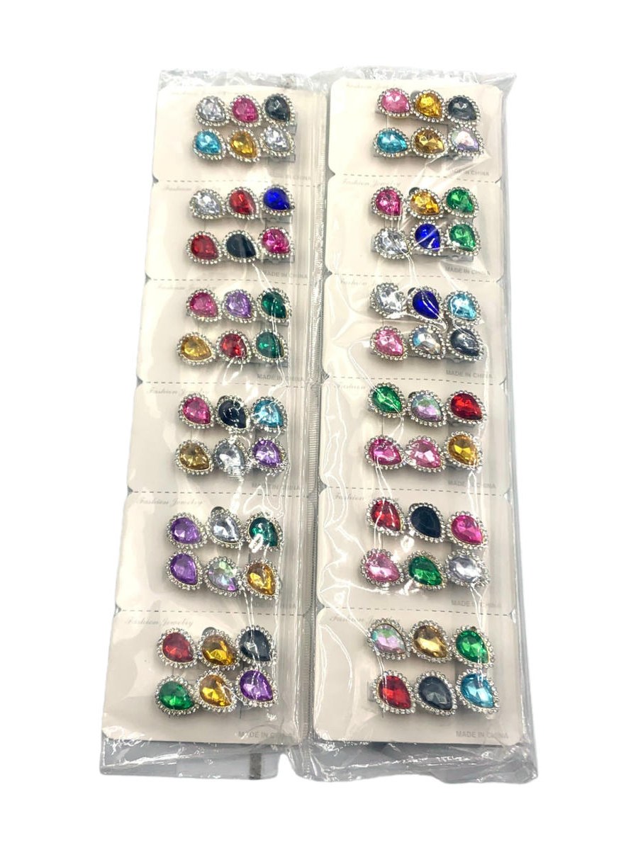 Presilha Cabelo Bico de Pato Strass Pedraria Kit 24