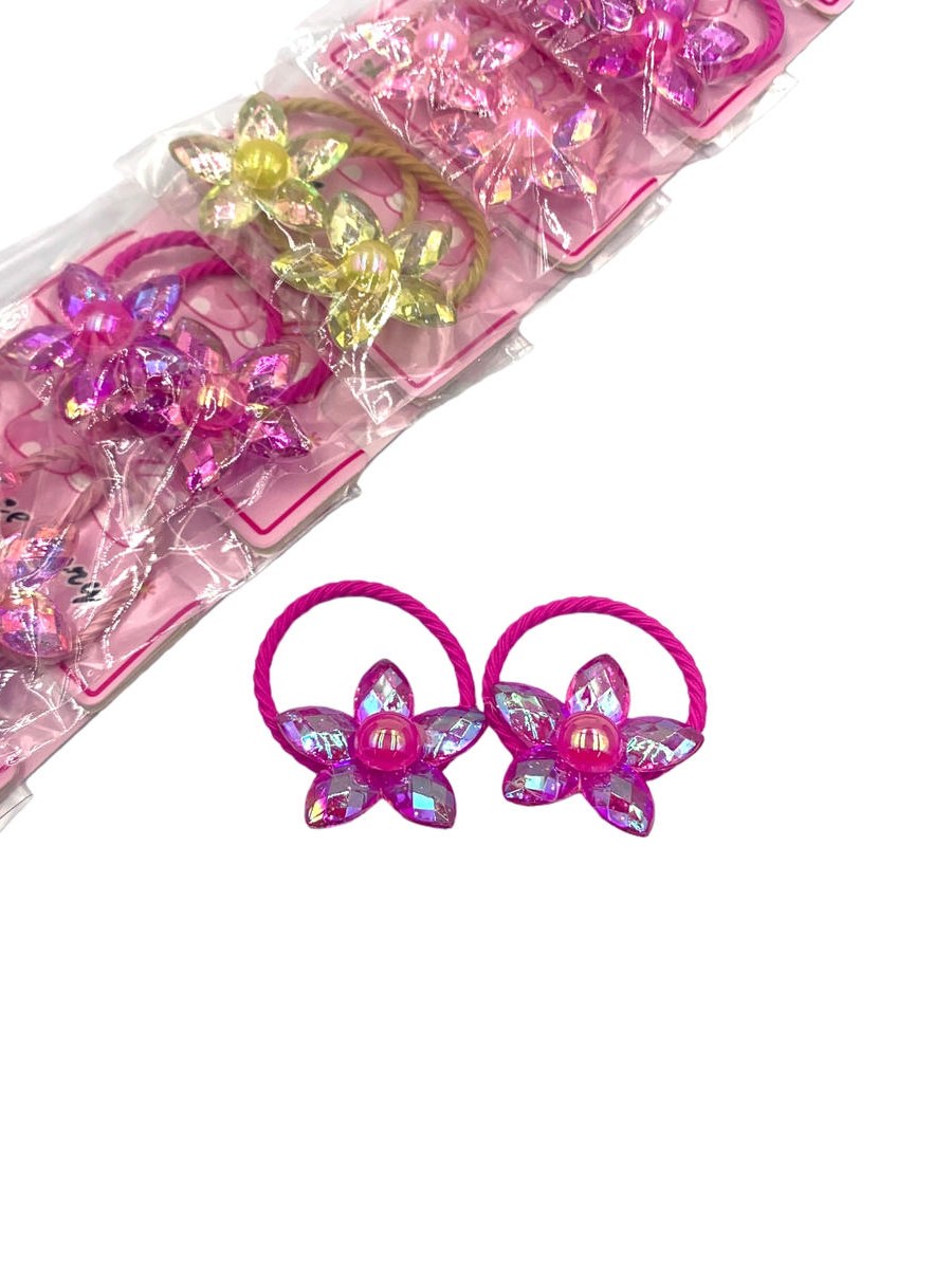 Kit 20 Elástico de Cabelo Infantil Flor de Acrílico Colorido