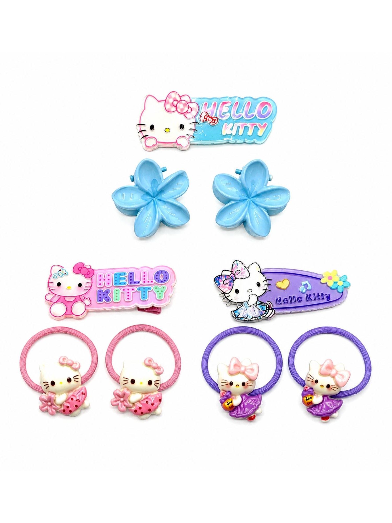 Kit 90 Presilha de Cabelo Infantil Bico de Pato e Elásticos