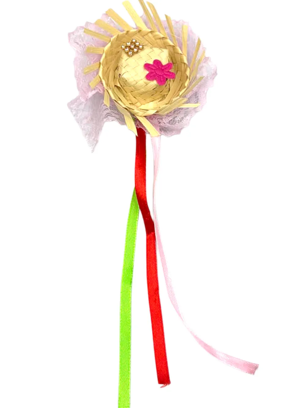 Presilha Cabelo Mini Chapeu Palha Festa Junina Kit 12 Unid