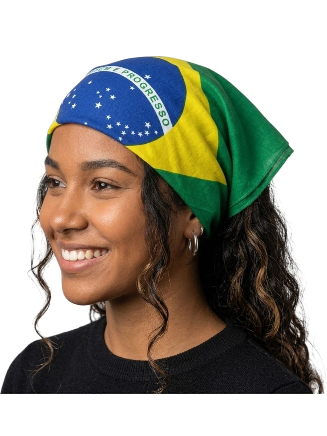 Kit 12 Lenço Bandana 55x55cm Bandeira Brasil Estilo