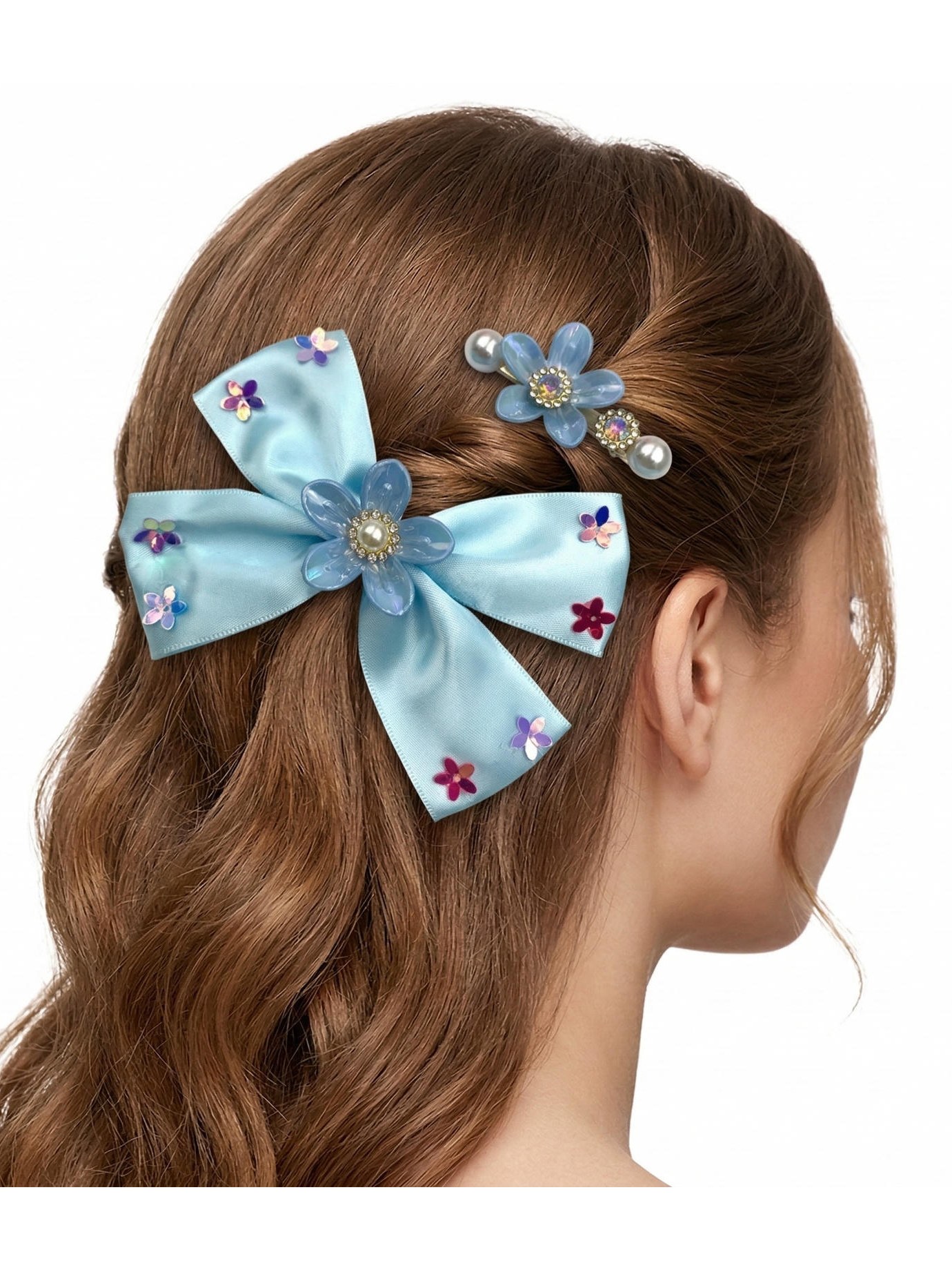 Bico de Pato Presilha Cabelo Laco Cetim Strass Kit 24 Peças