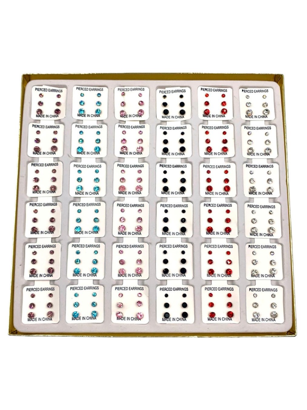 Caixa Brincos Pequenos Strass Perola 108 Pares SSED64