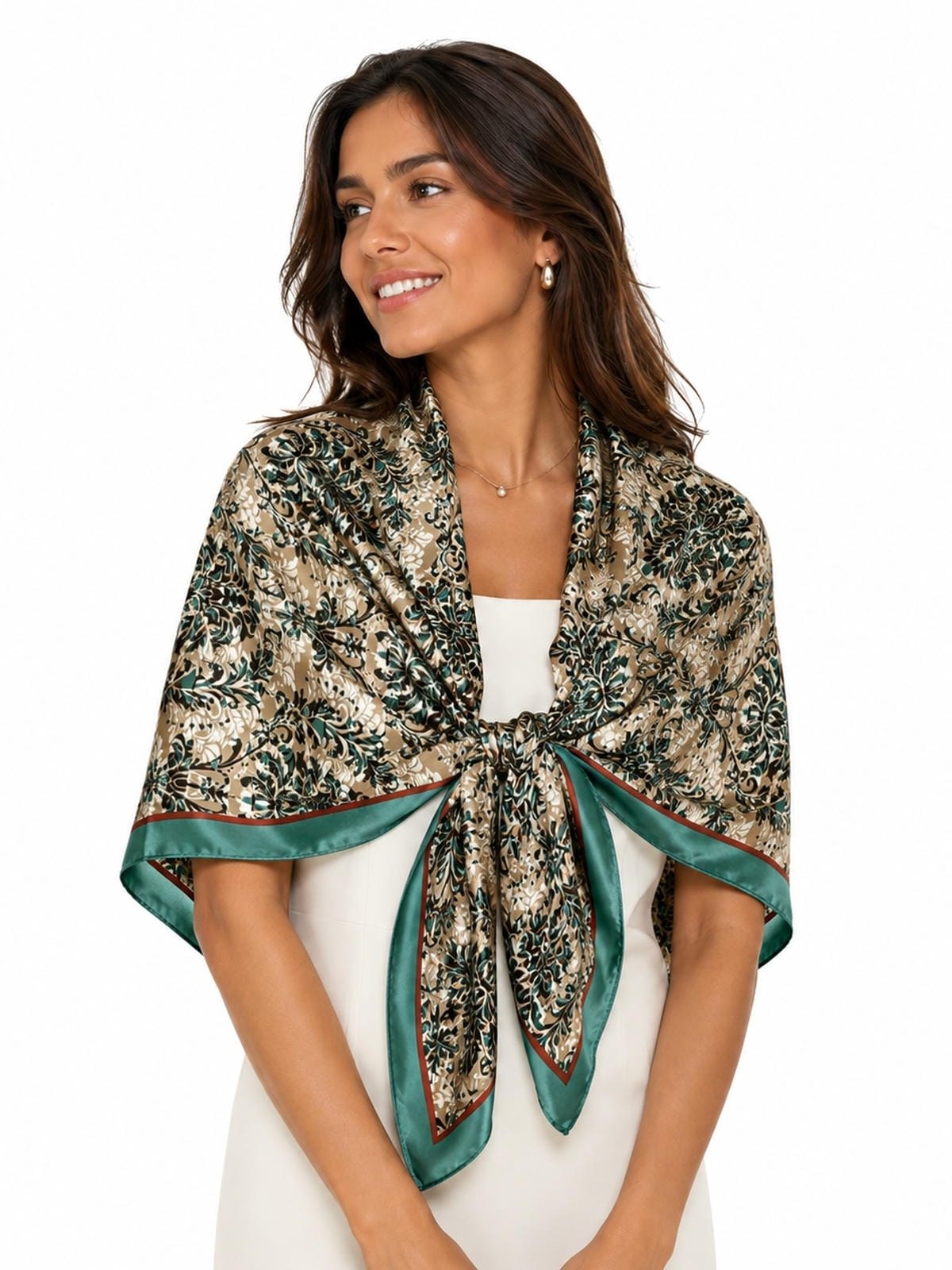 Lenço Toque Seda 90x90cm Estampa Clássica Feminino Kit 12 Un