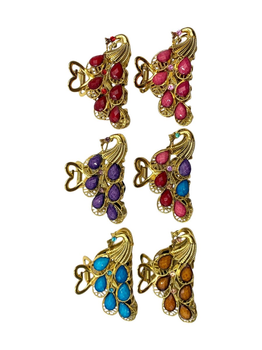 Piranha Cabelo Grande Ouro Velho Pedraria Presilha Kit 12