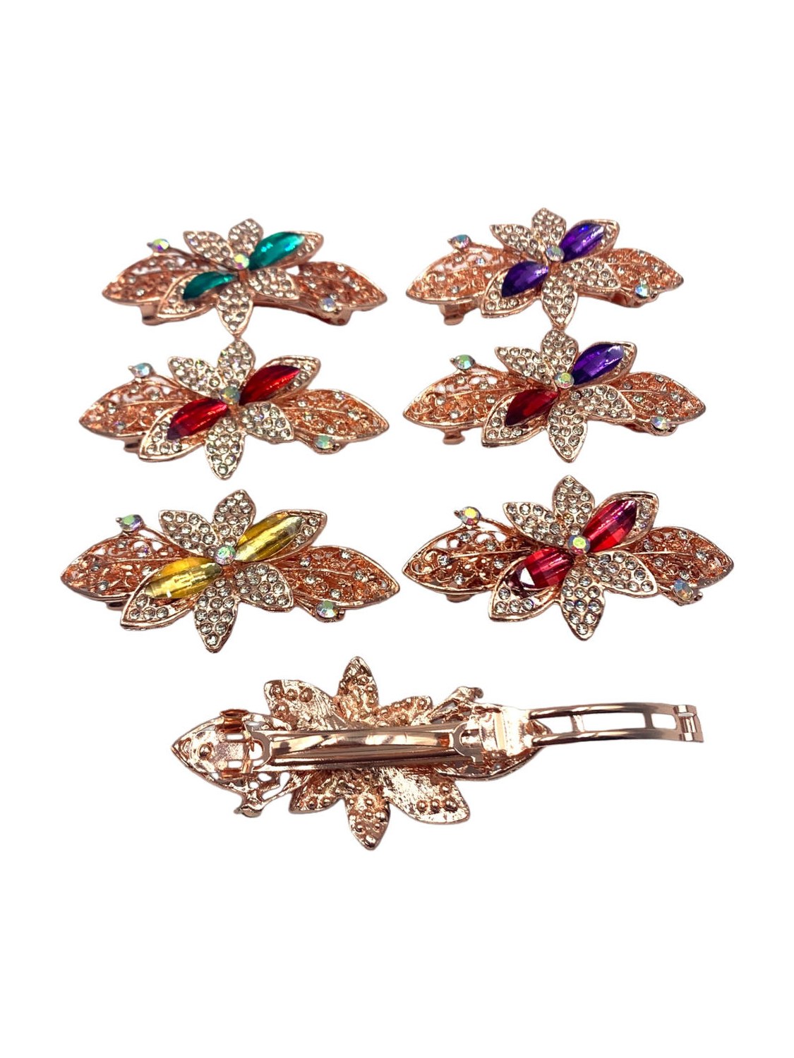 Presilha de Cabelo Flor Pedraria Strass Kit 12 Peças