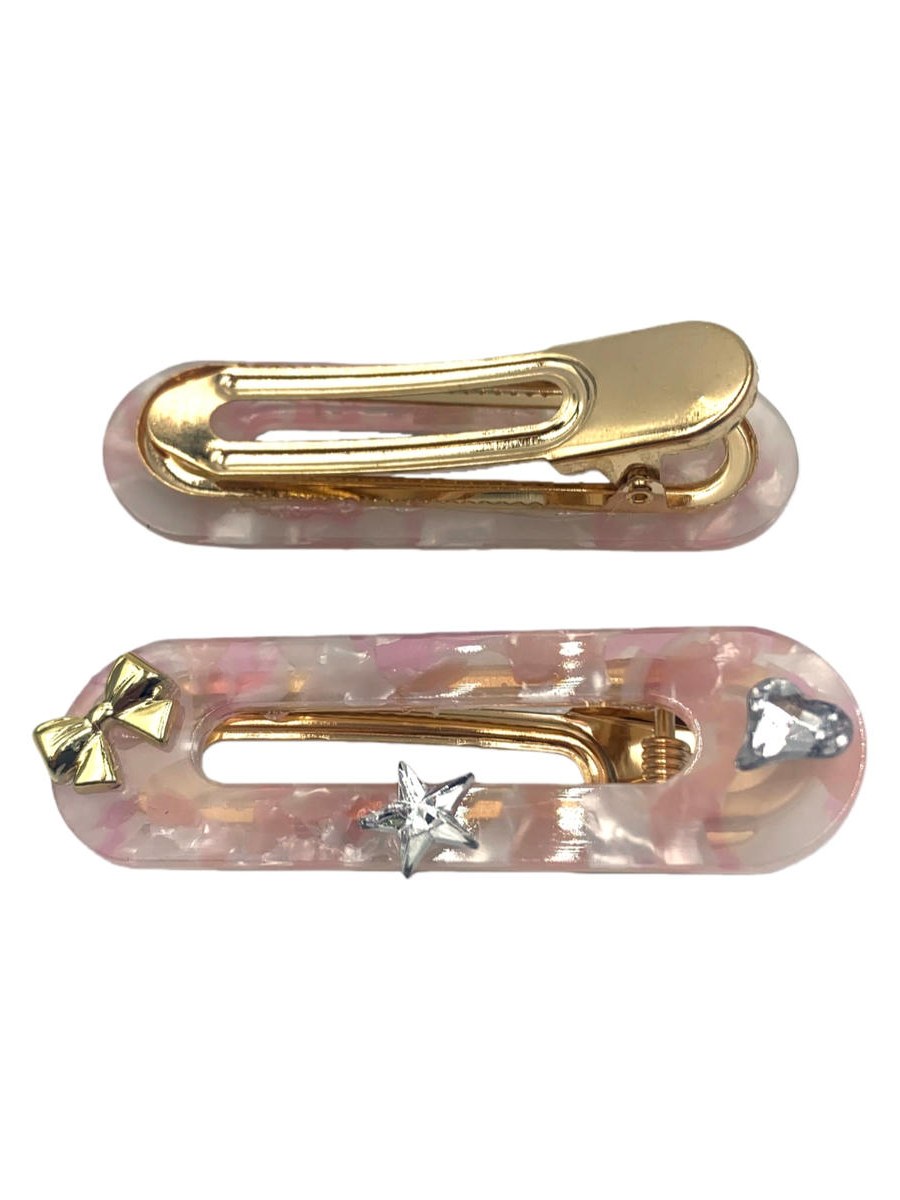 Presilha Cabelo Bico de Pato Resina Apliques Kit 24