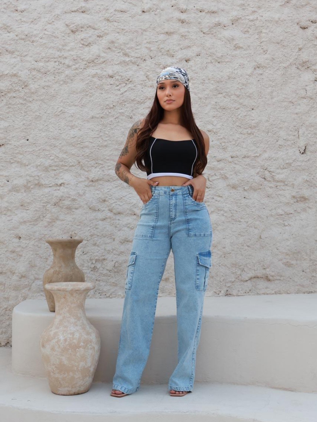 Calça Cargo Clara com Lycra