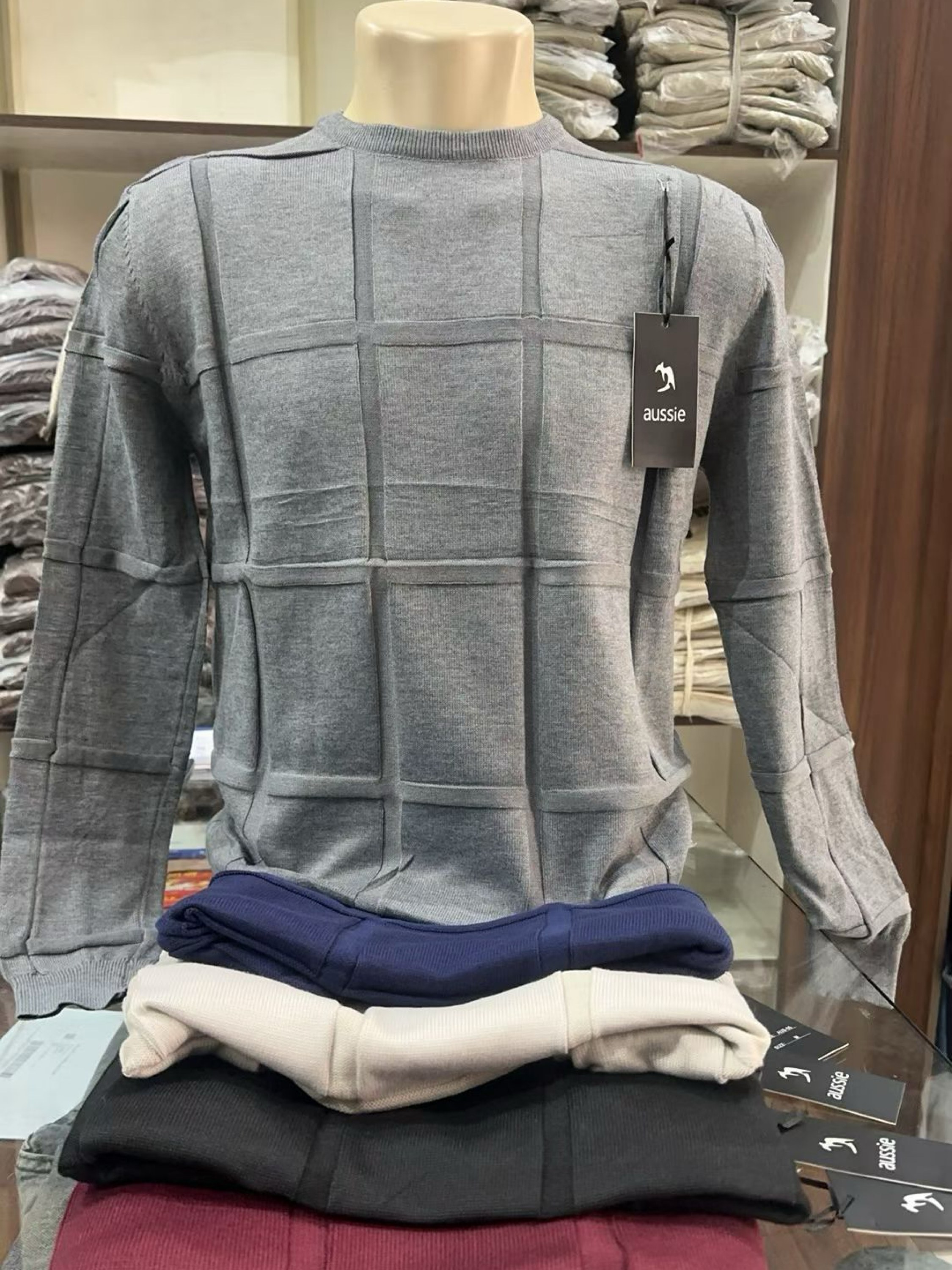 Sueter tricot quadriculada masculino Aussie