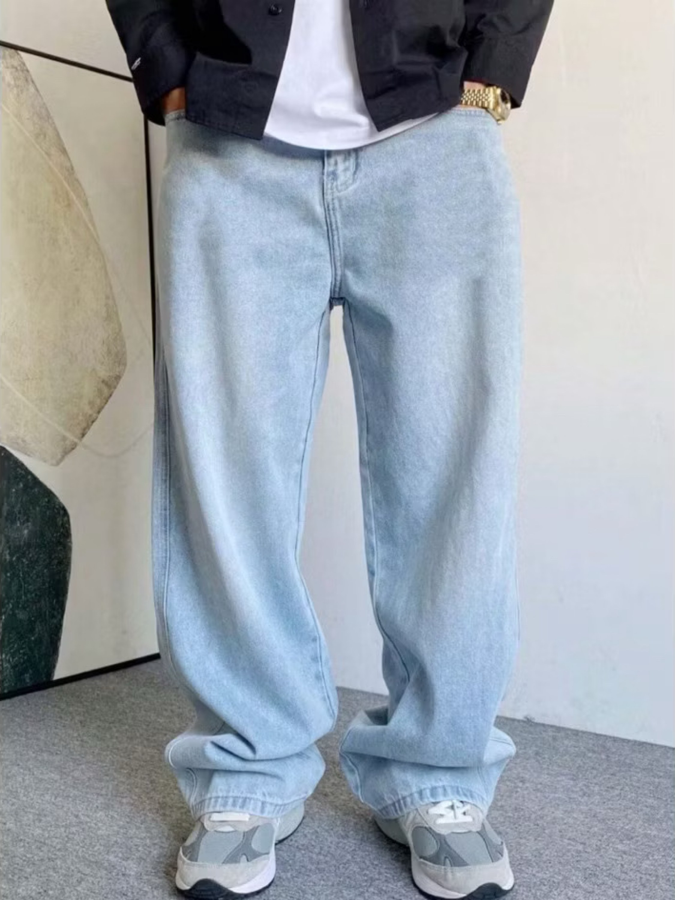 Calça balão wise leg bagger calça boca larga azul
