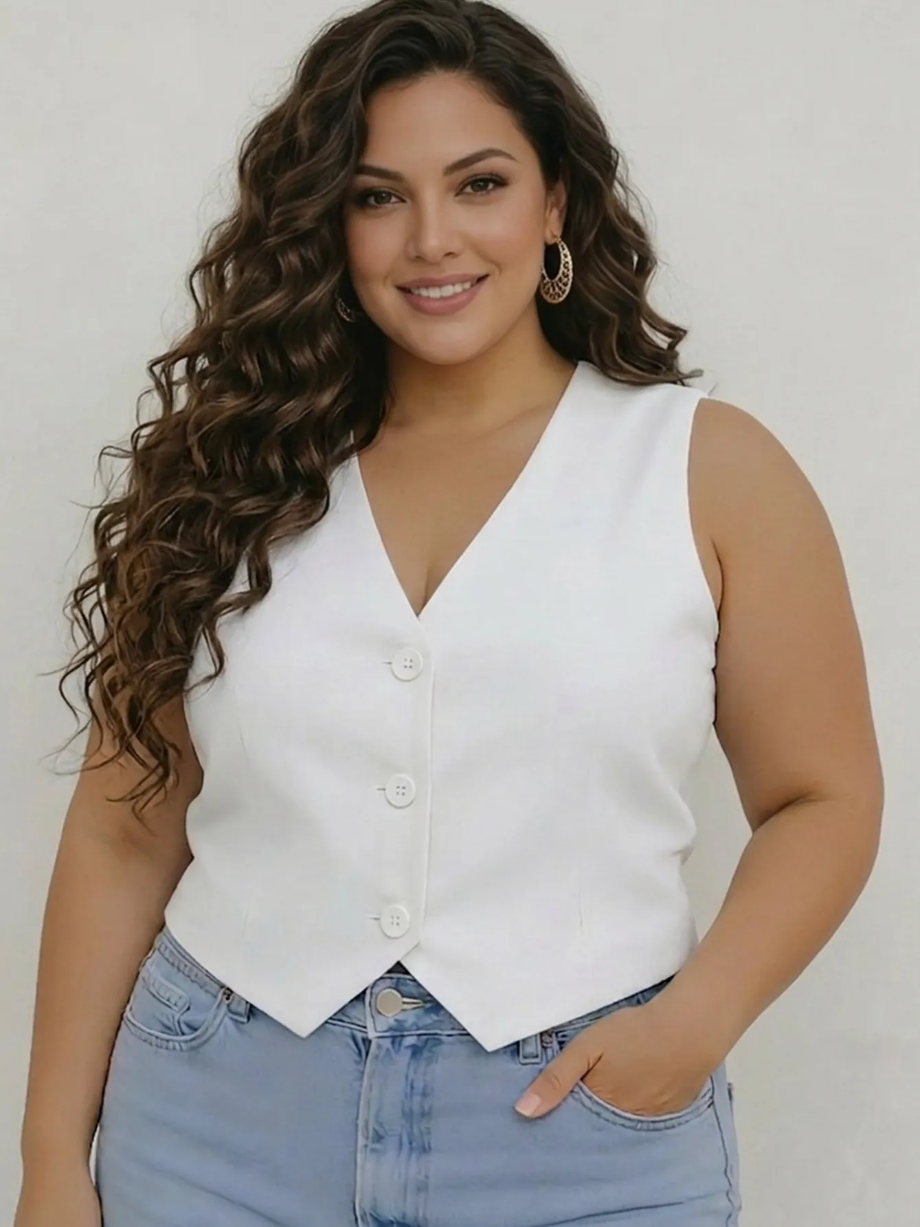 (Colete Alfaiataria Feminina Plus Size)