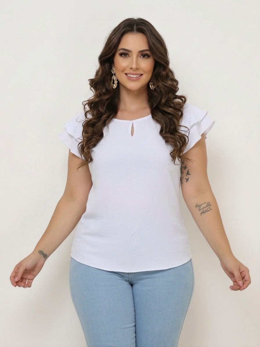 (Blusa Babados Plus Size Feminina)**