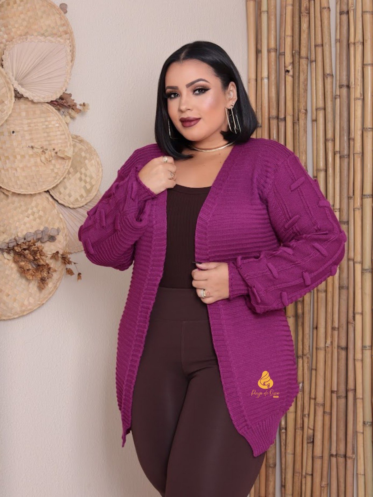 Kimono Plus size de trico liso