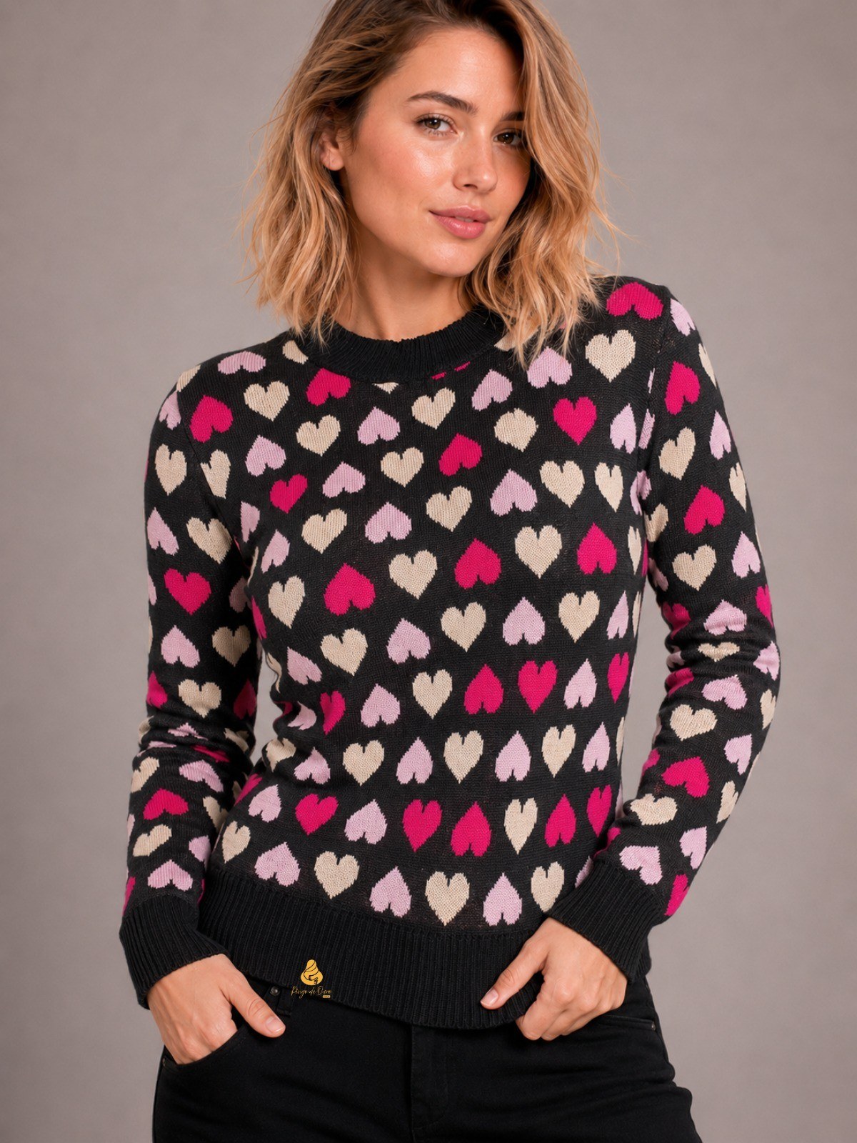 Blusa Coração de tricô