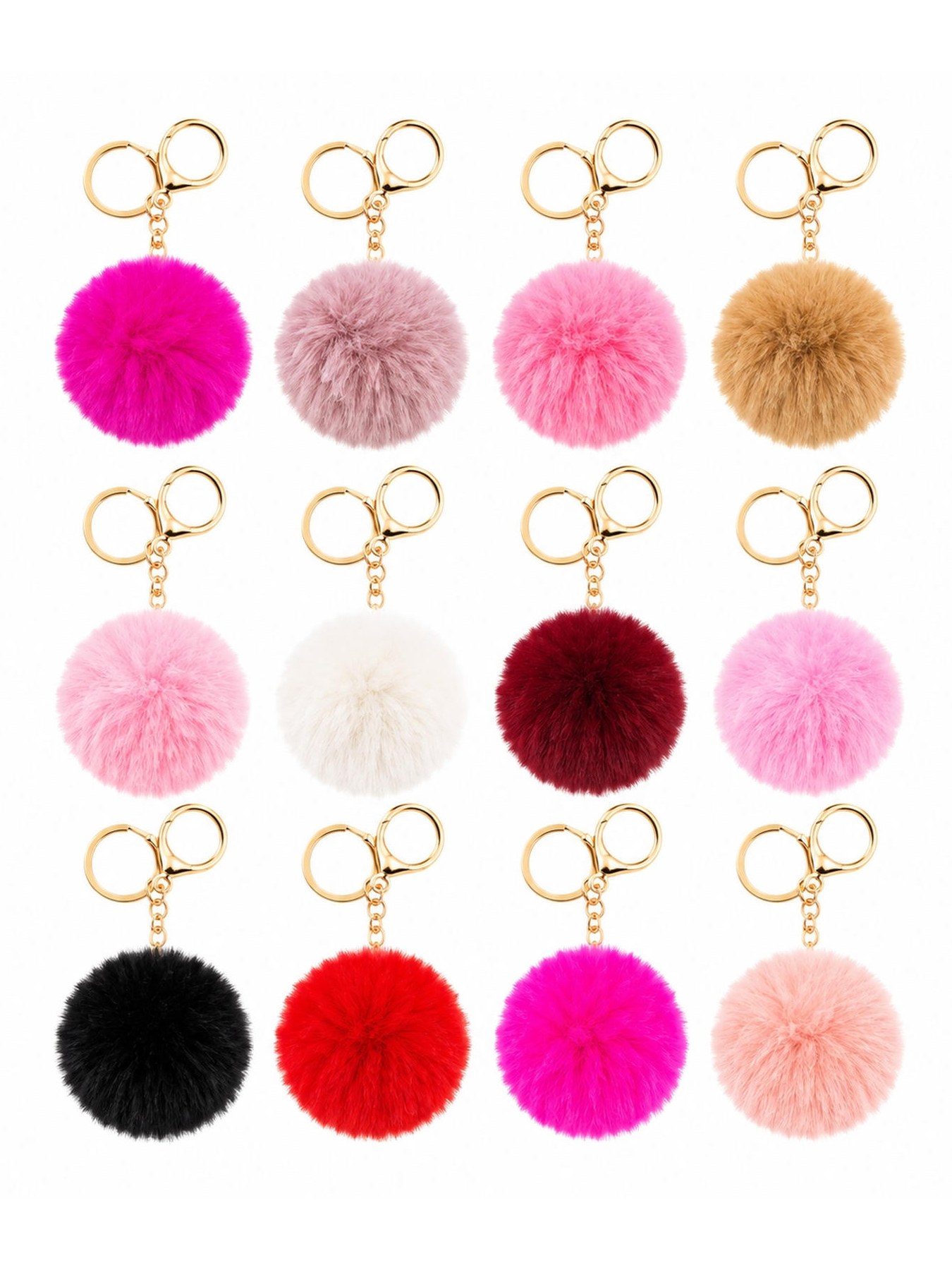 Chaveiro Pompom de Pelucia Pingente PP (7cm) Kit 12 Peças