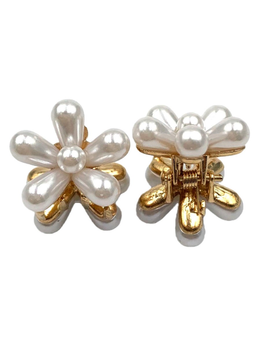Piranha Cabelo Metal Pérola Flor Presilha Kit 12 Peças