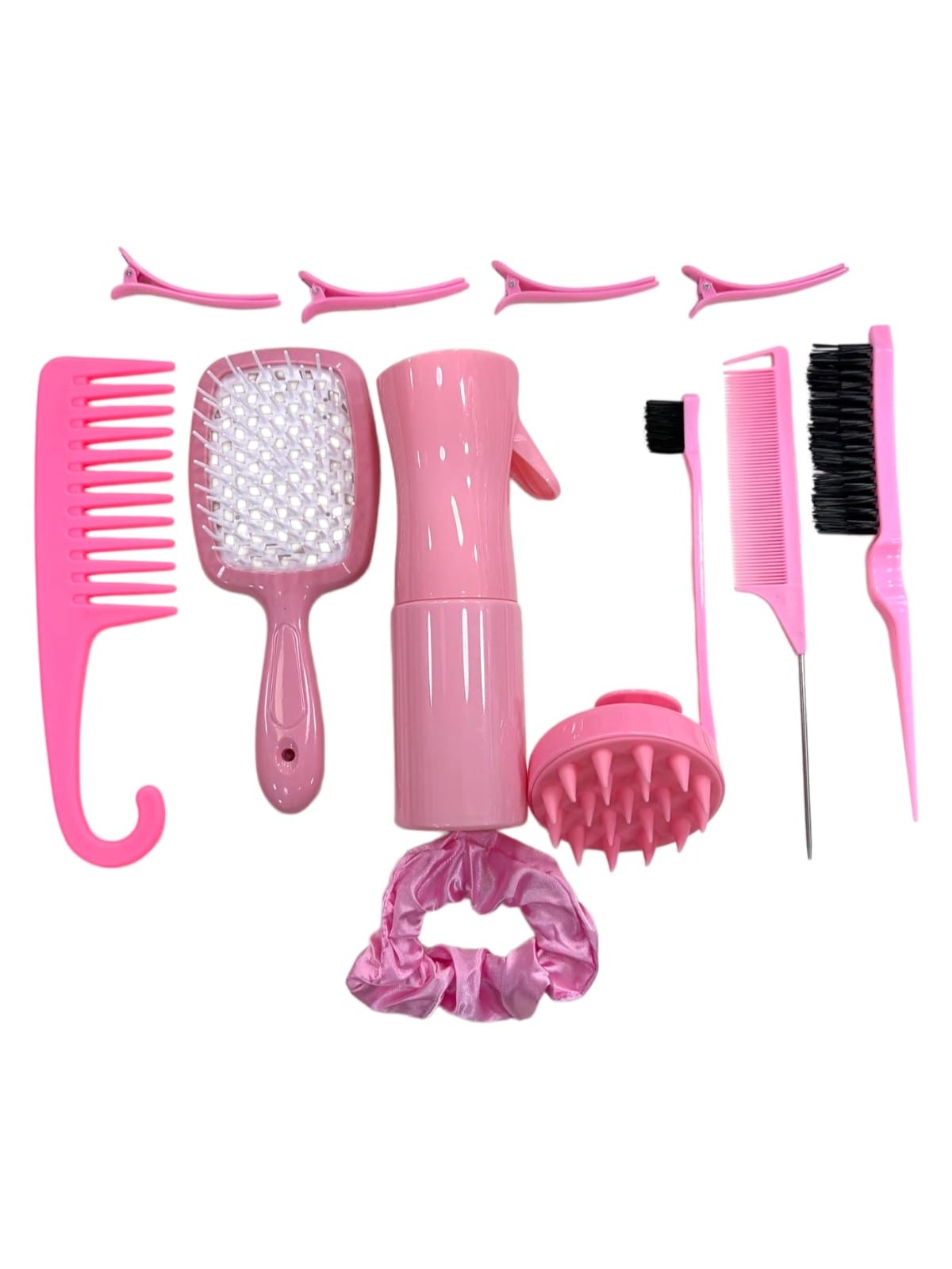 Acessórios Cabelo Escova Borrifador Pente Presilha Kit 12 PC