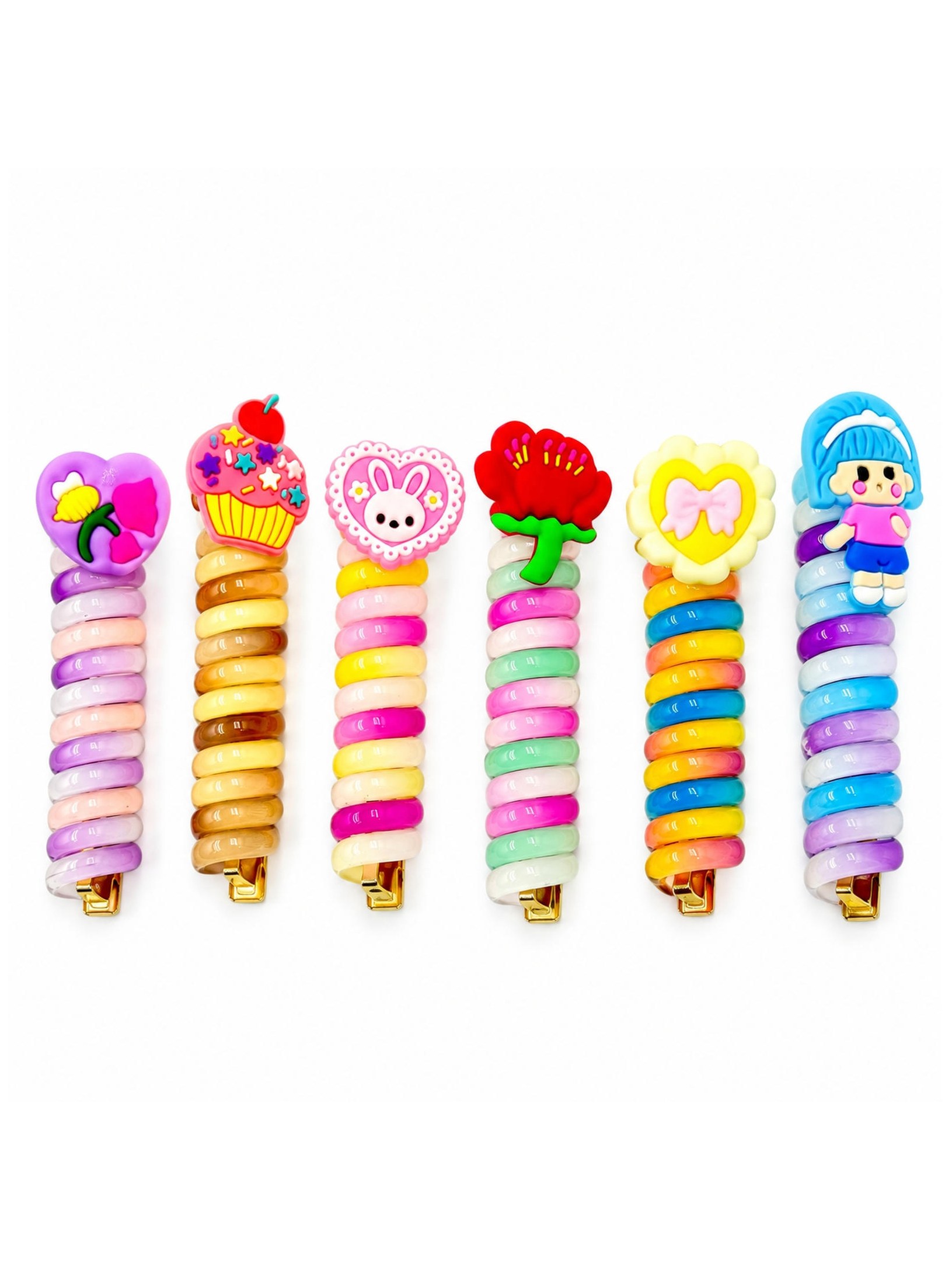 Kit 12 Elástico Espiral Fio de Telefone Cabelo Trança