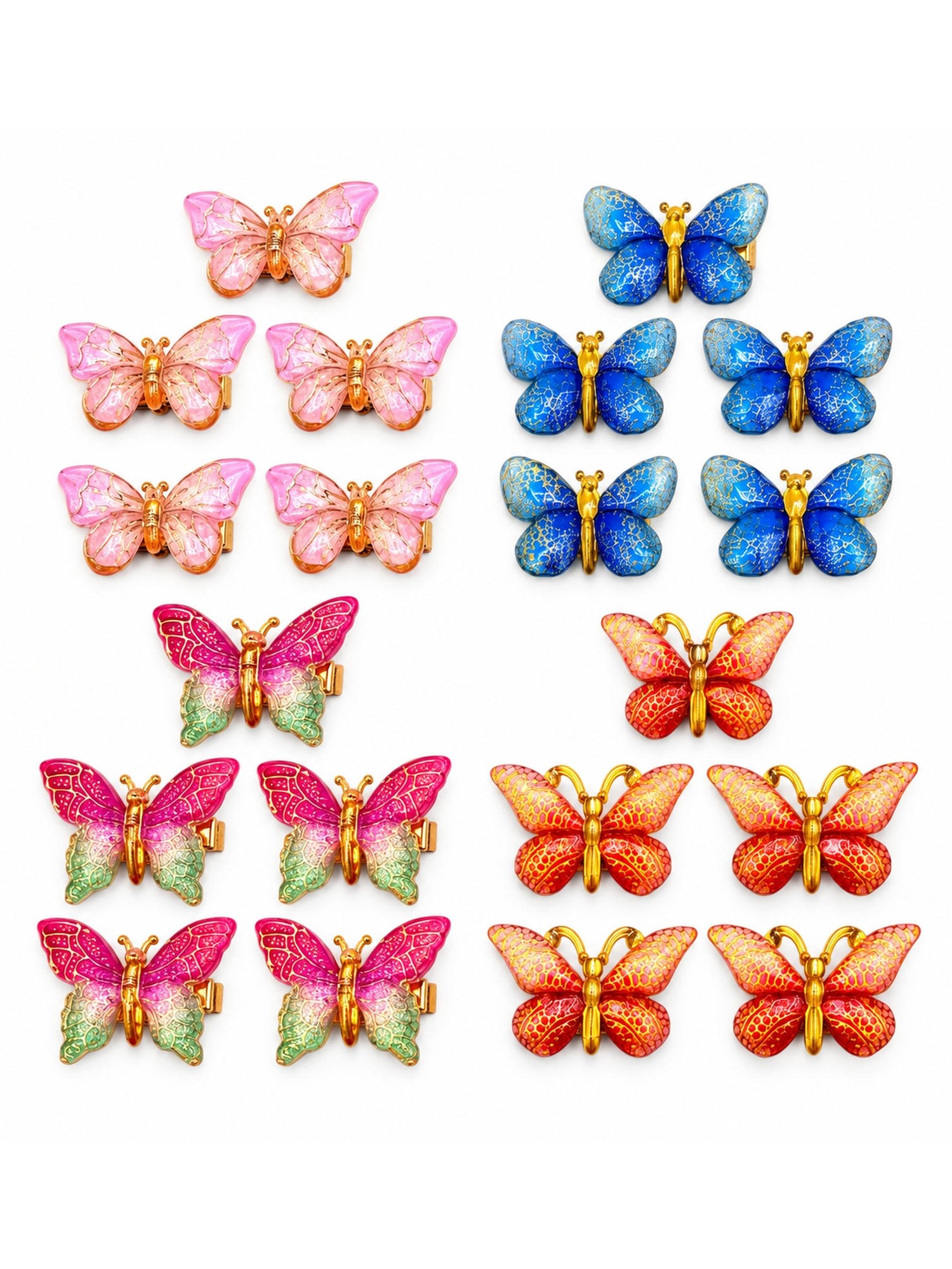 Kit 60 Presilha Bico de Pato Cabelo Borboleta 3D 3cm