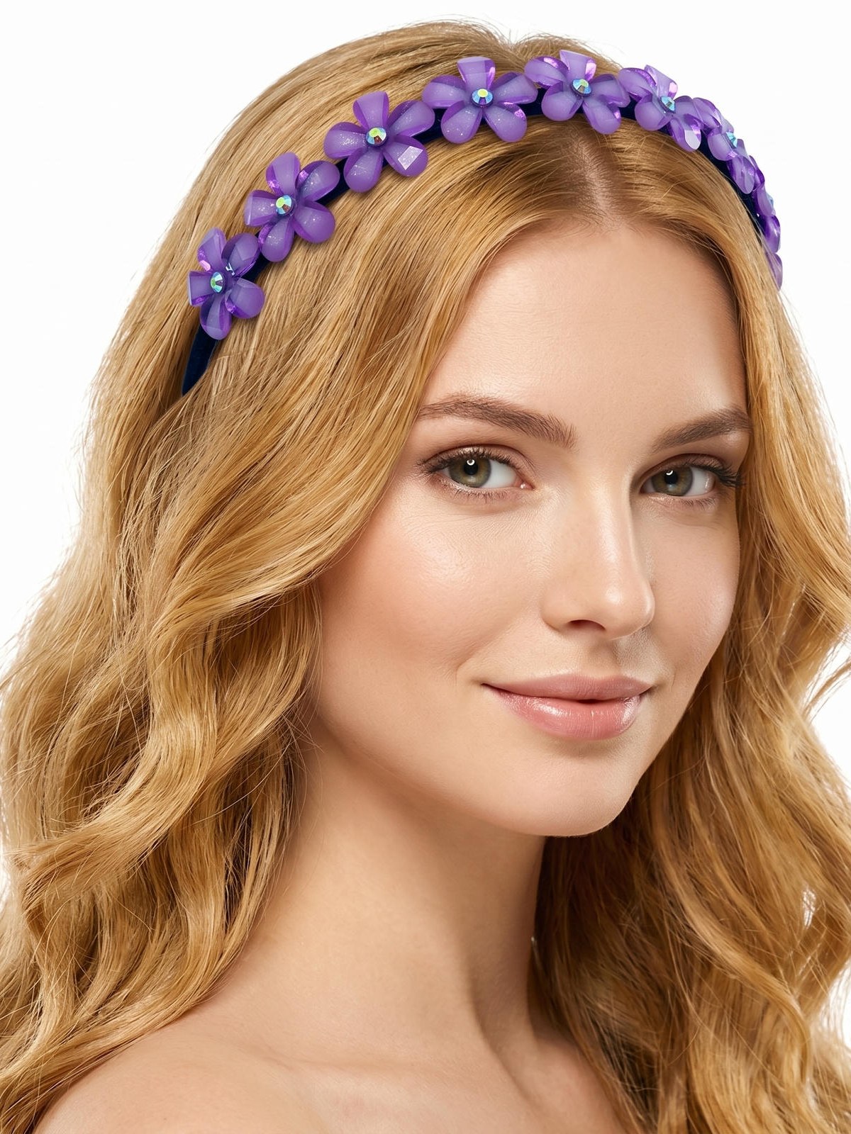 Tiara de Cabelo Arco Feminina Flor Cristal Strass Kit 12Peça